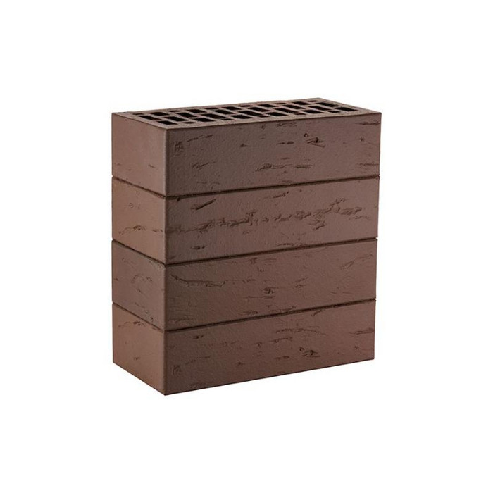 Кирпич облицовочный ЛСР темно-коричневый рустик, утолщенные стенки, 250х120х65 мм